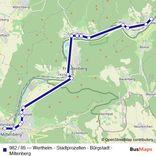 982 / 85 bus Line Map