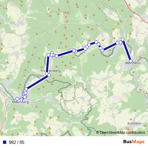 982 / 85 bus Line Map