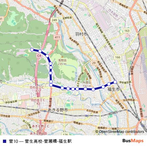 菅10 bus Line Map