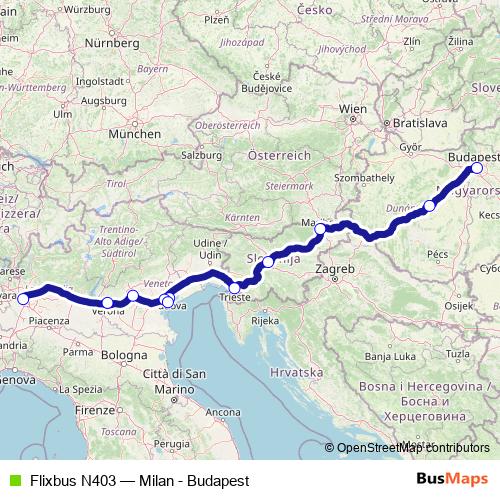 Flixbus N403 bus Line Map