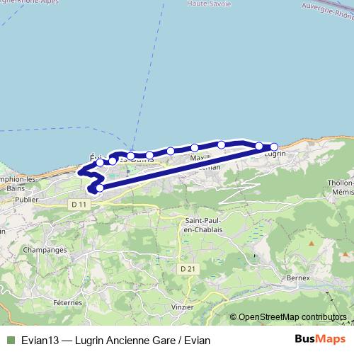 Evian13 bus Line Map
