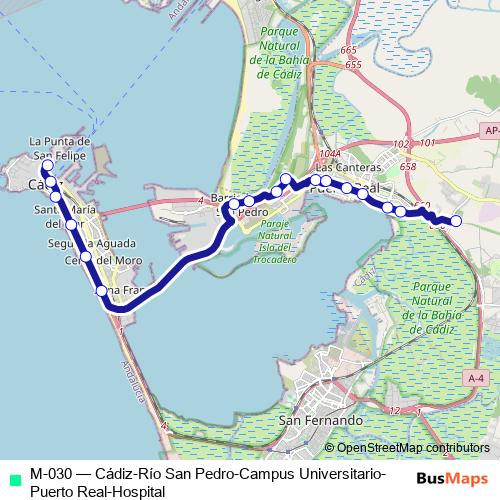 M-030 bus Line Map
