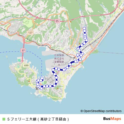 5 フェリー工大線（高砂２丁目経由） bus Line Map
