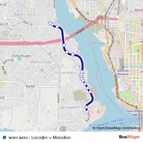 woro woro : Locodjro ↔ Mossikro bus Line Map