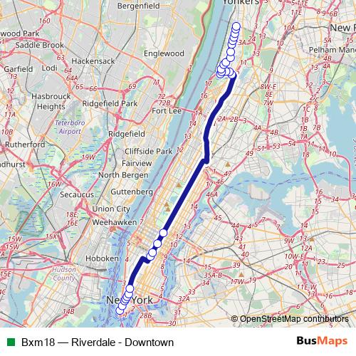 Bxm18 bus Line Map