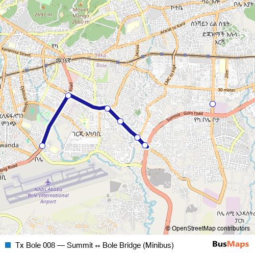 Tx Bole 008 bus Line Map