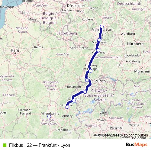 Flixbus 122 bus Line Map