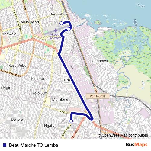 Beau Marche TO Lemba bus Line Map