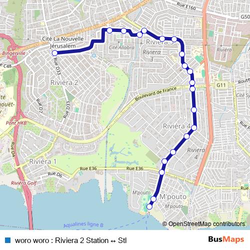 woro woro : Riviera 2 Station ↔ Stl bus Line Map