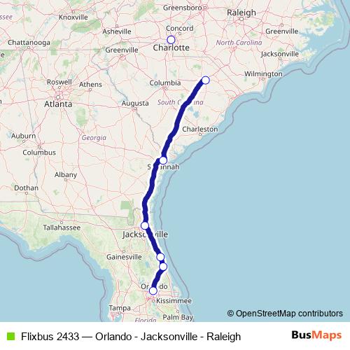 Flixbus 2433 bus Line Map