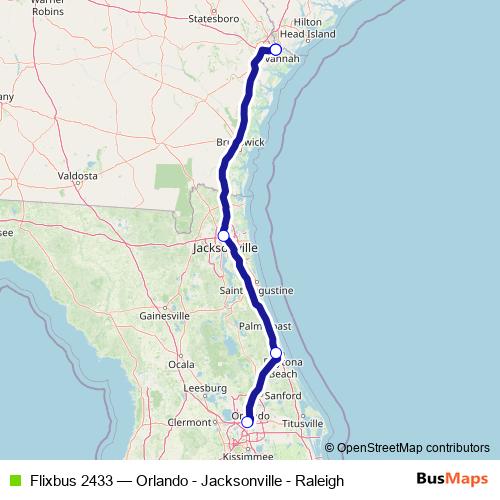 Flixbus 2433 bus Line Map