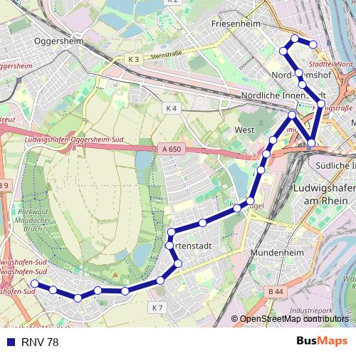 RNV 78 bus Line Map