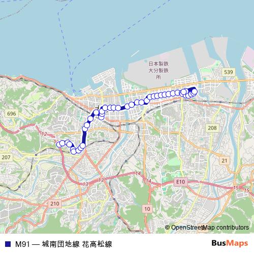 M91 bus Line Map