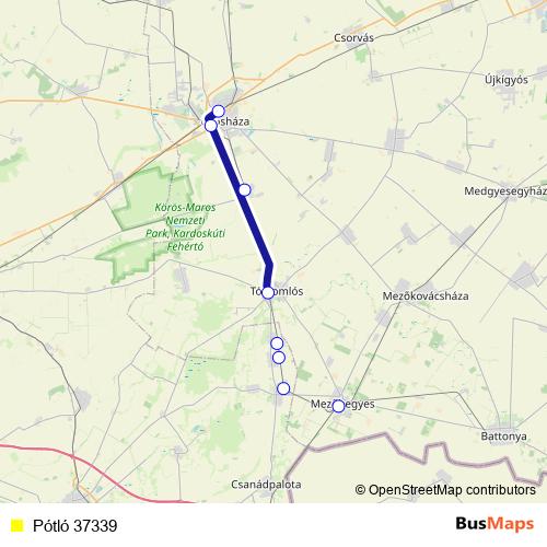 Pótló 37339 bus Line Map