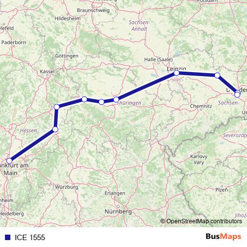 ICE 1555 rail Line Map