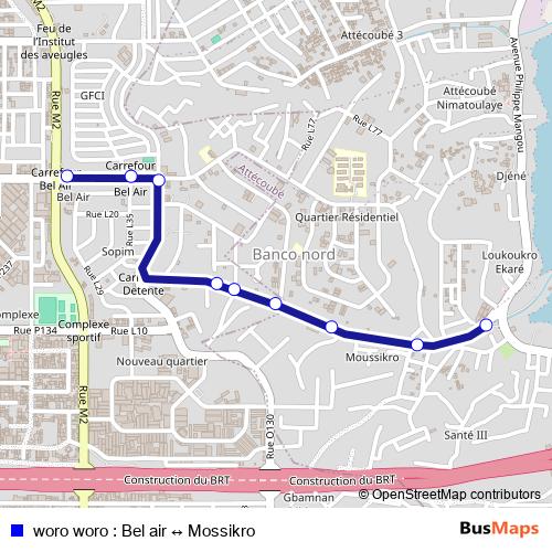 woro woro : Bel air ↔ Mossikro bus Line Map