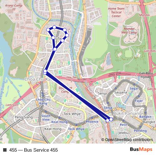 455 bus Line Map