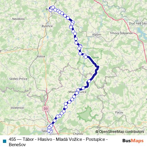 455 bus Line Map