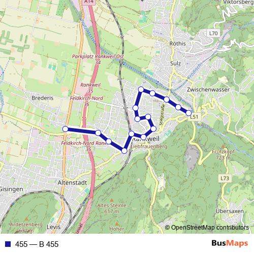 455 bus Line Map