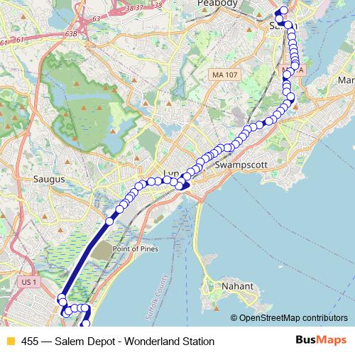 455 bus Line Map