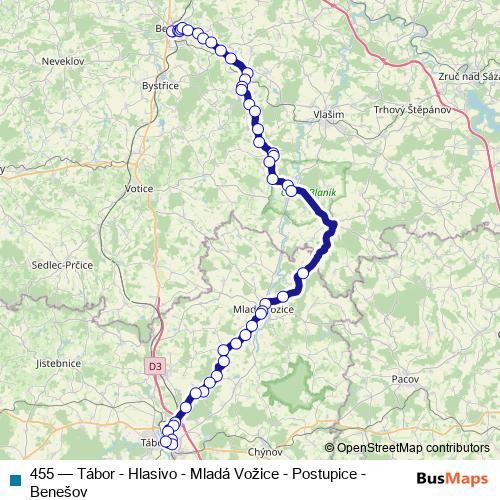 455 bus Line Map