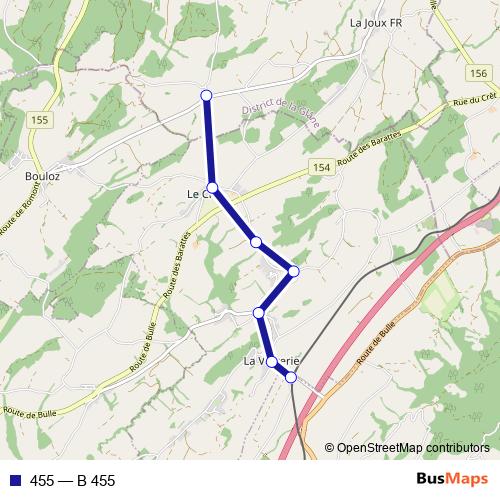 455 bus Line Map