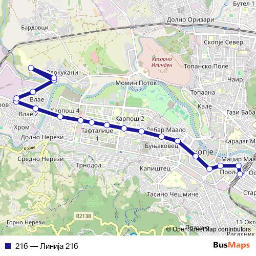 21б bus Line Map