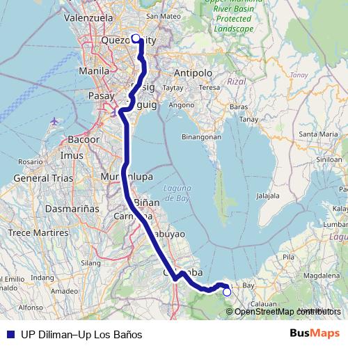 UP Diliman–Up Los Baños bus Line Map