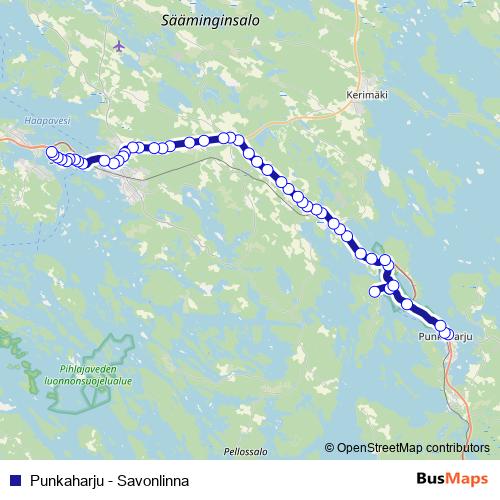 Punkaharju - Savonlinna bus Line Map