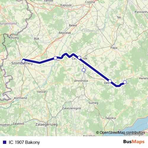 IC 1907 Bakony rail Line Map