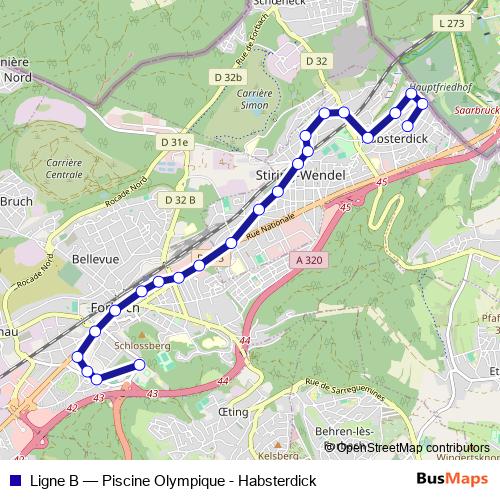 Ligne B bus Line Map