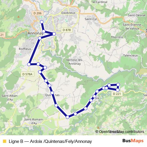 Ligne B bus Line Map