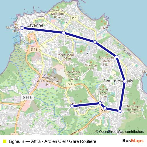 Ligne. B bus Line Map