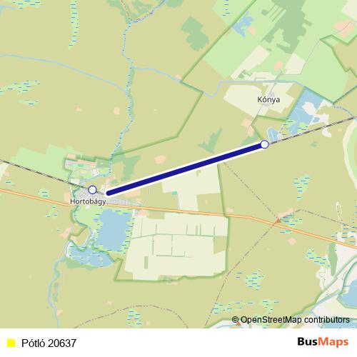 Pótló 20637 bus Line Map