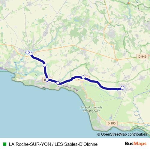 LA Roche-SUR-YON / LES Sables-D'Olonne bus Line Map