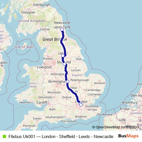 Flixbus Uk001 bus Line Map