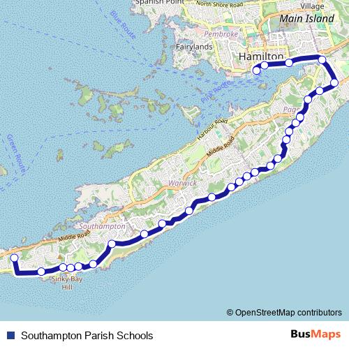 Southampton Parish Schools bus Line Map