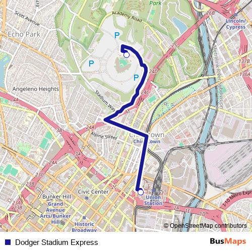 Dodger Stadium Express bus Line Map