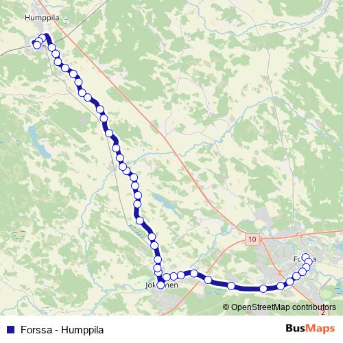 Forssa - Humppila bus Line Map
