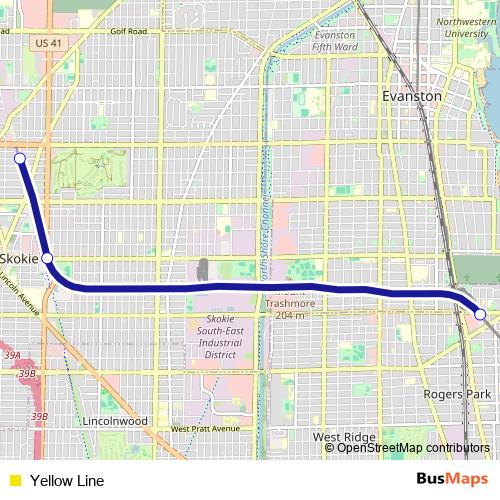 Yellow Line metro Line Map