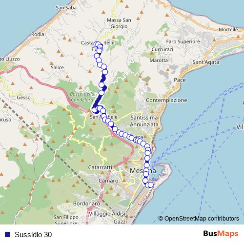 Sussidio 30 bus Line Map