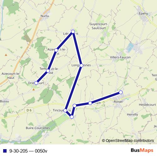 9-30-205 bus Line Map
