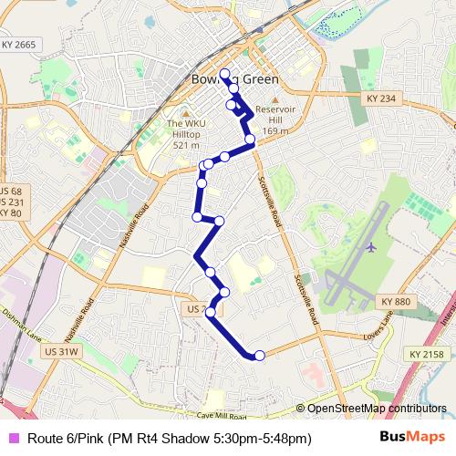 Route 6/Pink (PM Rt4 Shadow 5:30pm-5:48pm) bus Line Map