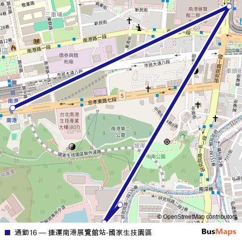 通勤16 bus Line Map
