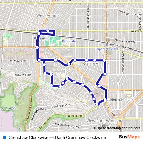 Crenshaw Clockwise bus Line Map