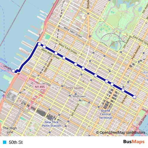 50th St bus Line Map