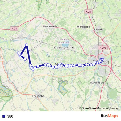 380 bus Line Map