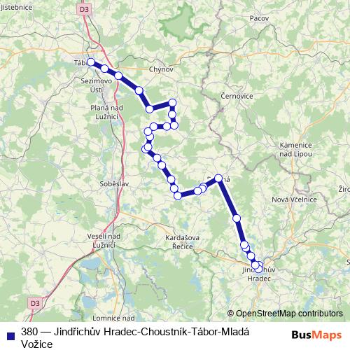 380 bus Line Map