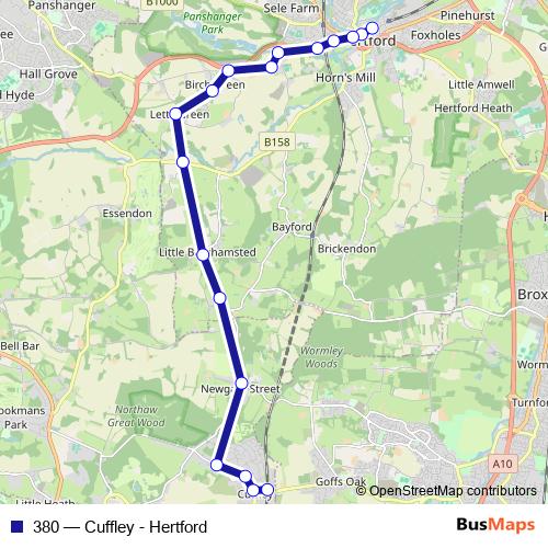 380 bus Line Map