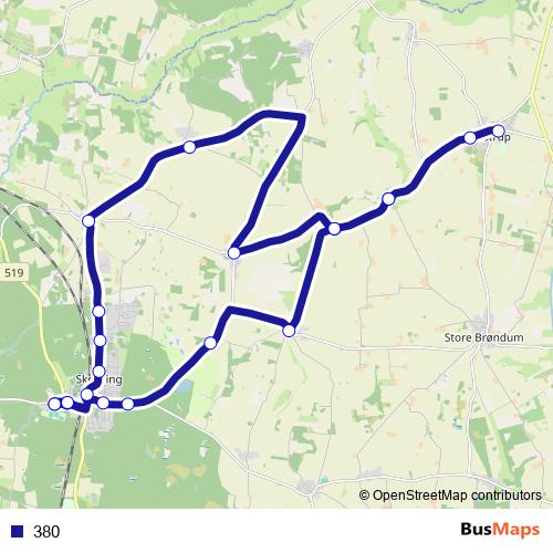 380 bus Line Map